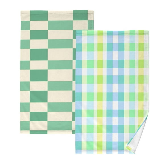 Ryvnso 2 PCs Hand Towels Sets Checkered Grid-t3 Cotton Face Towel checkered Grid-t5