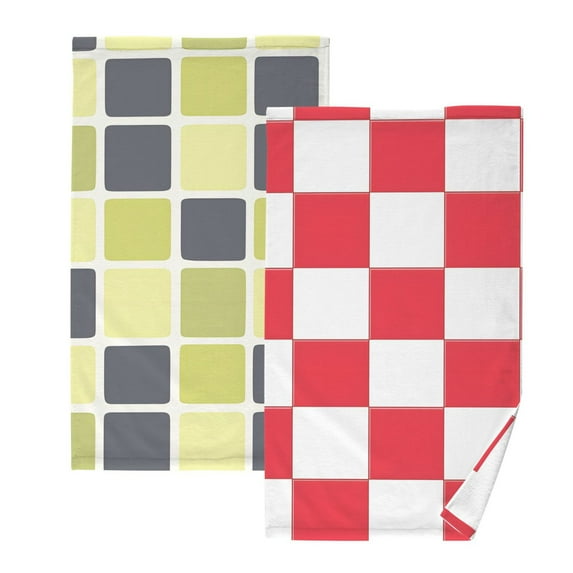 Ryvnso 2 PCs Hand Towels Sets Checkered Grid-t8 Cotton Face Towel checkered Grid-t9