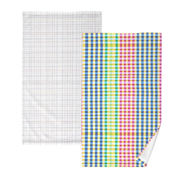 Ryvnso 2 PCs Hand Towels Sets Checkered Plaid Pattern Cotton Face Towel rainbow Checkered