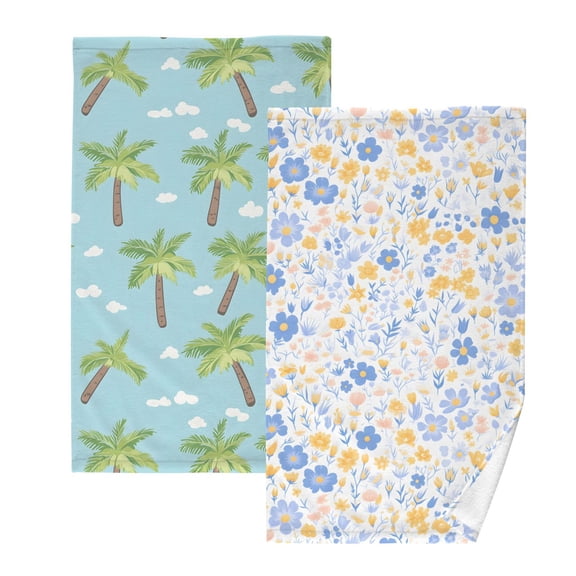 Ryvnso 2 PCs Hand Towels Sets Coconut Palm Tree Cotton Face Towel flower-a6