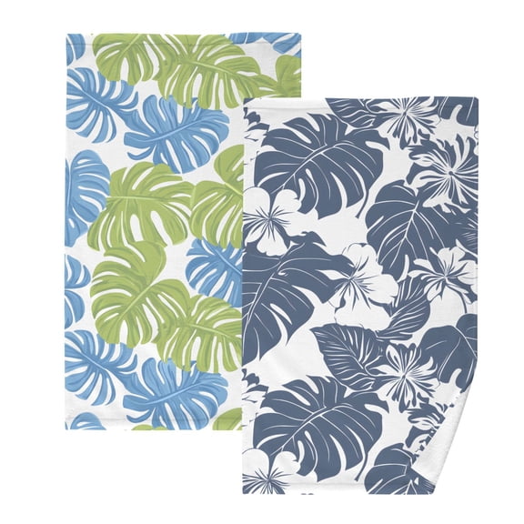 Ryvnso 2 PCs Hand Towels Sets Palm Leaf-e6 Cotton Face Towel tropical Flower-t5