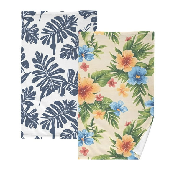 Ryvnso 2 PCs Hand Towels Sets Palm Leaf-e7 Cotton Face Towel elegant Tropical Flower-t8