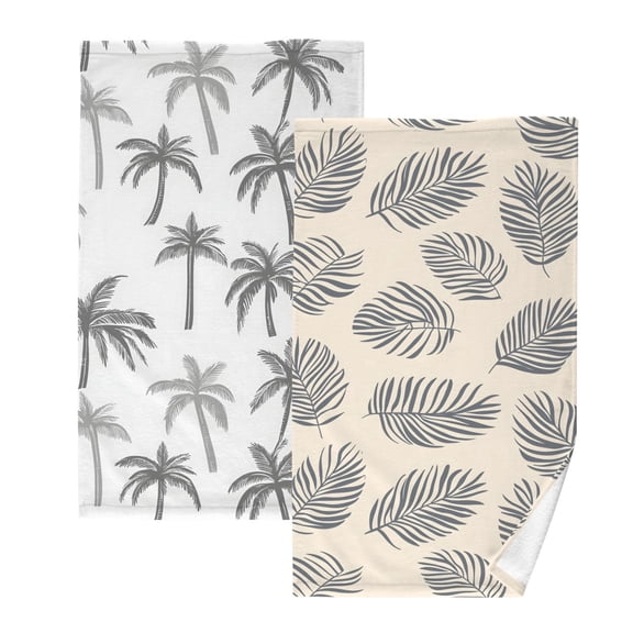 Ryvnso 2 PCs Hand Towels Sets Palm Tree Cotton Face Towel palm Leaf