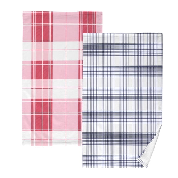 Ryvnso 2 PCs Hand Towels Sets Tartan Checkered Pattern Cotton Face Towel checkered Retro