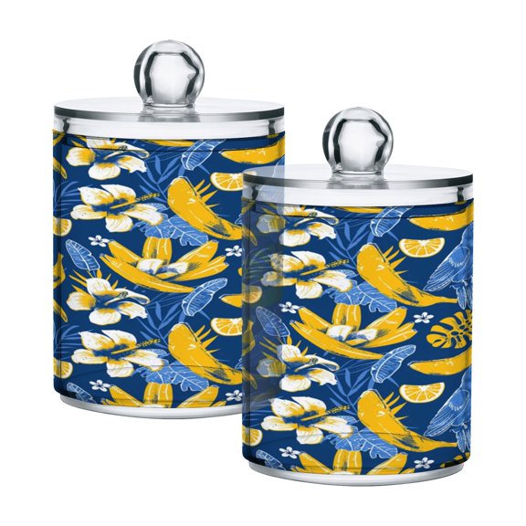 Ryvnso 2 Pack Qtip Holder Organizer Abstract Birds with Summer Bathroom Cotton Swabs Cans Storage Canister