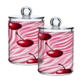 thumbnail image 1 of Ryvnso 2 Pack Qtip Holder Organizer Cherry on Wave Bathroom Cotton Swabs Cans Storage Canister, 1 of 7