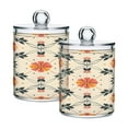 thumbnail image 1 of Ryvnso 2 Pack Qtip Holder Organizer Flower Bohemia Pattern Bathroom Cotton Swabs Cans Storage Canister, 1 of 7