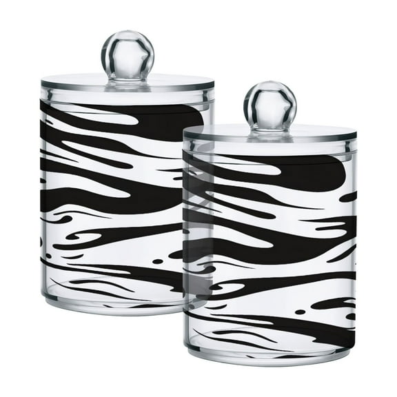 Ryvnso 2 Pack Qtip Holder Organizer Liquid Wave Pattern Bathroom Cotton Swabs Cans Storage Canister