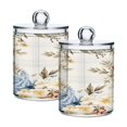 thumbnail image 1 of Ryvnso 2 Pack Qtip Holder Organizer Retro Peony Flower Bathroom Cotton Swabs Cans Storage Canister, 1 of 7