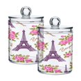 thumbnail image 1 of Ryvnso 2 Pack Qtip Holder Organizer Rose Flowers and Towers Bathroom Cotton Swabs Cans Storage Canister, 1 of 7