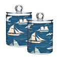 thumbnail image 1 of Ryvnso 2 Pack Qtip Holder Organizer Seagulls and Ship Bathroom Cotton Swabs Cans Storage Canister, 1 of 7