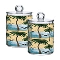 thumbnail image 1 of Ryvnso 2 Pack Qtip Holder Organizer Watercolor Beach Palm Tree Bathroom Cotton Swabs Cans Storage Canister, 1 of 7