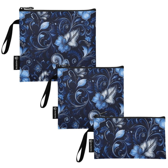 Ryvnso 3 Pack Reusable Snack Bags Sandwich Storage Pouches Washable Lunch Bag Paisley Floral