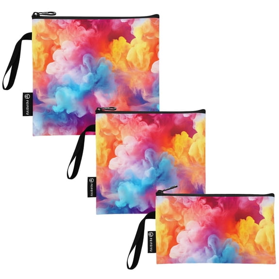 Ryvnso 3 Pack Reusable Snack Bags Sandwich Storage Pouches Washable Lunch Bag Rainbow Tie Dye-a5