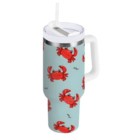 Ryvnso 30 oz Tumbler with Handle and Straw Funny Crabs Insulated Stainless Steel Travel Mug with Lid