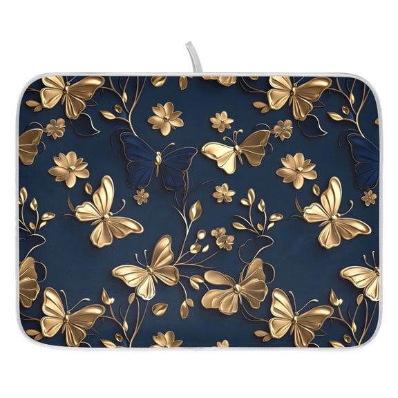 Ryvnso 3d Butterflies-d7 Dish Drying Mat for Kitchen Countertop 18x24 Large Dish Pad Drainer Rack Dish Sink Mats