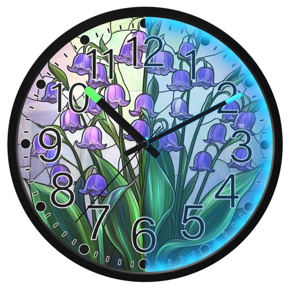 Ryvnso 3d Floral Pattern 12 Inch Night Light Wall Clock Silent Battery Operated Luminous Clocks