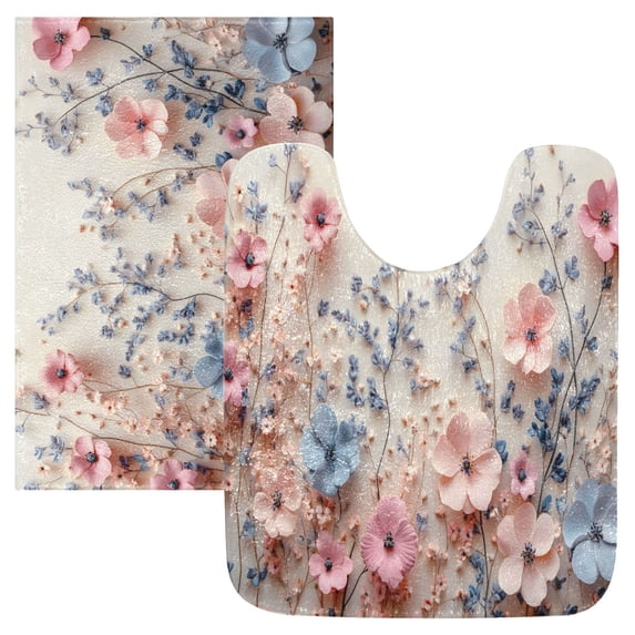 Ryvnso 3d Flower Paint Bathroom Shaggy Rugs Toilet Mat Soft Contour Rug