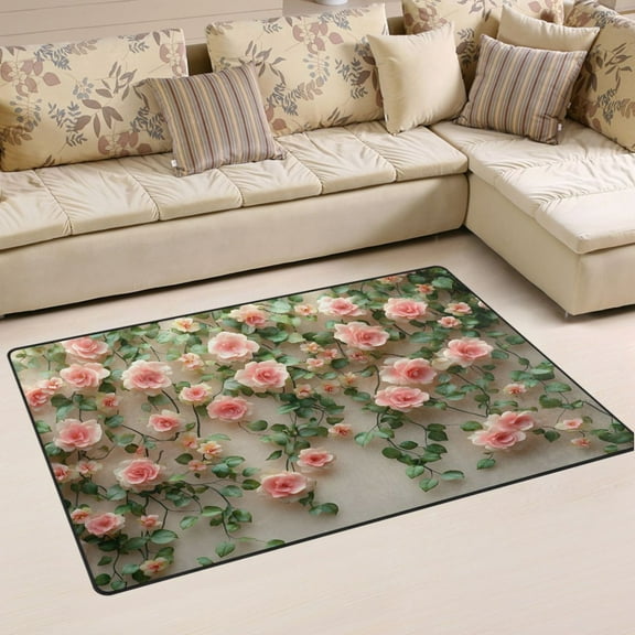 Ryvnso 3d Flower Roses Area Floor Mat Non-Slip Carpet Soft Rugs Doormats 31" x 20"