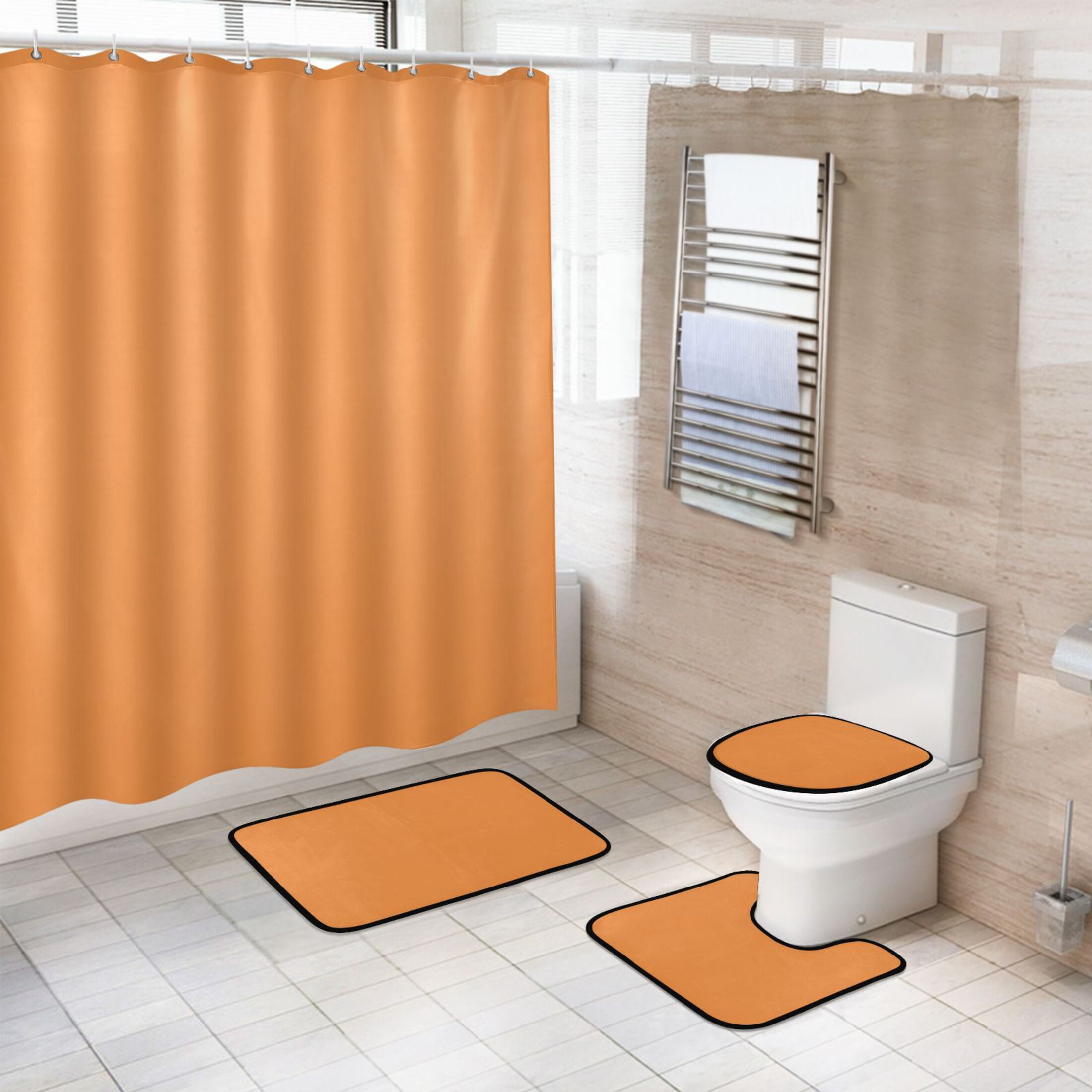 Orange Shower Curtain Set