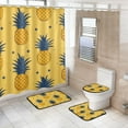 thumbnail image 1 of Ryvnso 4 Pcs Pineapple Fruit Bathroom Shower Curtain Set with 12 Hooks Bath Mat Toilet Lid Cover, 1 of 8