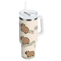 Ryvnso 40 oz Tumbler with Handle and Straw Capybaras Cute Insulated Stainless Steel Travel Mug with Lid