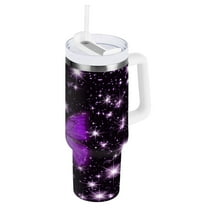 Ryvnso 40 oz Tumbler with Handle and Straw Insulated Stainless Steel Travel Mug with Lid Sparkling Butterfly Purple-a8