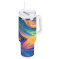 thumbnail image 1 of Ryvnso 40 oz Tumbler with Handle and Straw Insulated Stainless Steel Travel Mug with Lid Tie Dye Rainbow Pattern, 1 of 9