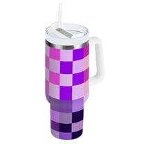 Ryvnso 40 oz Tumbler with Handle and Straw Multicolor Checkered-a1 Insulated Stainless Steel Travel Mug with Lid