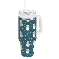 Ryvnso 40 oz Tumbler with Handle and Straw Snowflake and Snowman Christmas Insulated Stainless Steel Travel Mug with Lid