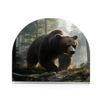 Ryvnso A Bear Walking in Forest Acrylic Napkin Holder Table Kitchen Paper Tissue Organization