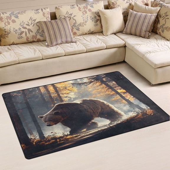 Ryvnso A Bear in Autumn Forest Area Floor Mat Non-Slip Carpet Soft Rugs Doormats 31" x 20"