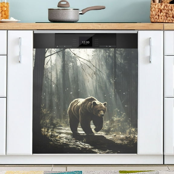 Ryvnso A Big Bear in Forest Dishwasher Magnetic Refrigerator Magnet Cover Kitchen Home Decorative 23"x26"