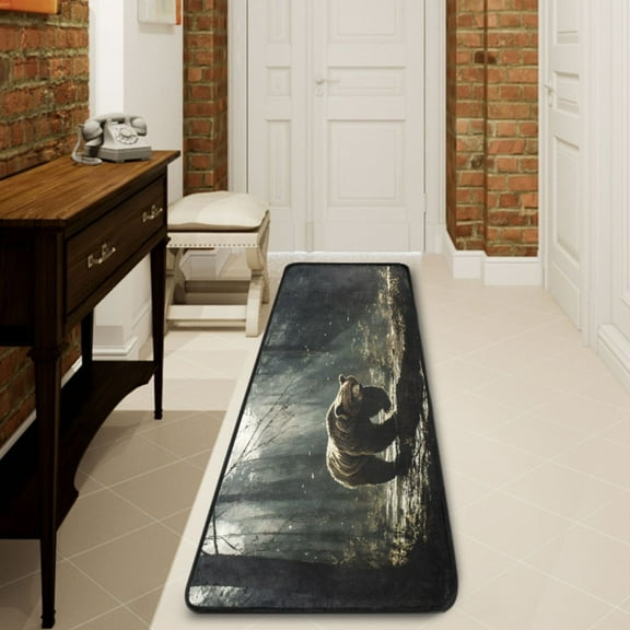 Ryvnso A Big Bear in Forest Hallway Runner Rugs Floor Carpet Non Slip Entryway Mat 2' x 6'