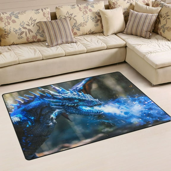 Ryvnso A Dragon with Flames Area Floor Mat Non-Slip Carpet Soft Rugs Doormats 31" x 20"