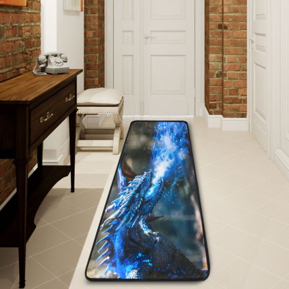 Ryvnso A Dragon with Flames Hallway Runner Rugs Floor Carpet Non Slip Entryway Mat 2' x 6'