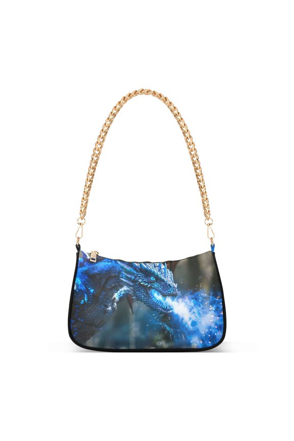 A Dragon with Flames Womens Chain Shoulder Bag Tote Handbags Clutch Hobo Purse with Zipper for Travel