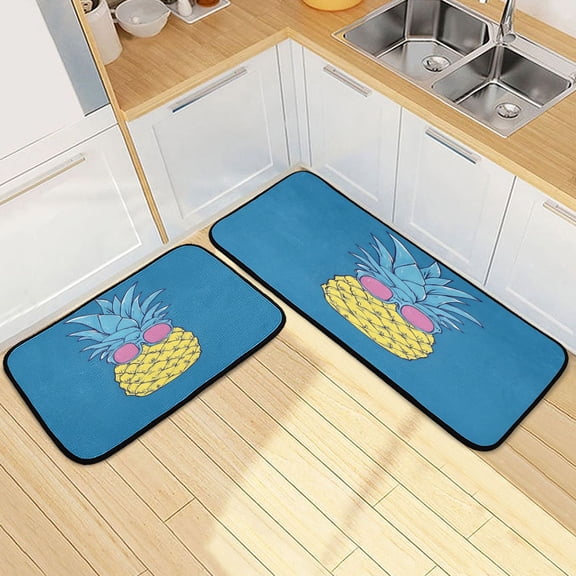 Ryvnso A Funny Pineapple Kitchen Rugs Set Non Slip Runner Mats for Dining Room