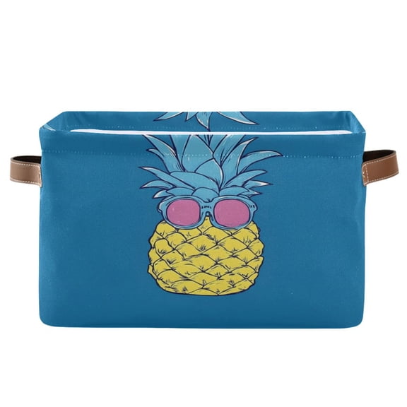 Ryvnso A Funny Pineapple Storage Basket Large Bin Foldable Boxes Toys Organizer 14.2x10.2x8.3in 1 PC
