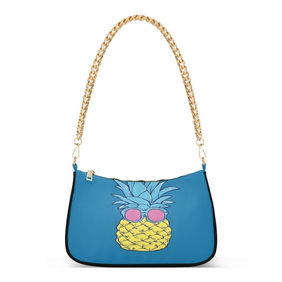 Ryvnso A Funny Pineapple Womens Chain Shoulder Bag Tote Handbags Clutch Hobo Purse with Zipper for Travel