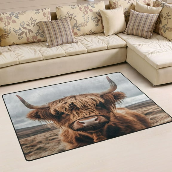 Ryvnso A Highland Cow Area Floor Mat Non-Slip Carpet Soft Rugs Doormats 31" x 20"