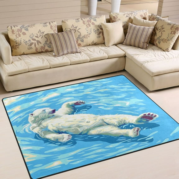 Ryvnso A Polar Bear on Water Area Floor Rugs Soft Non-Slip Large Mats Nursery Carpets 63" x 48"