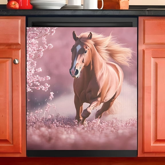 Ryvnso A Running Horse Dishwasher Magnetic Refrigerator Magnet Cover Kitchen Home Decorative 23"x26"