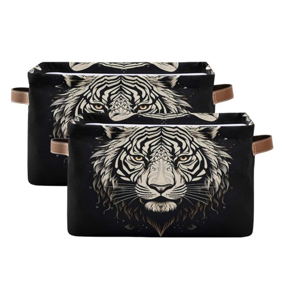 Ryvnso A Tiger Cool Storage Basket Large Bin Foldable Boxes Toys Organizer 14.2x10.2x8.3in 2 PCs