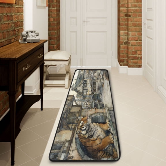 Ryvnso A Tiger Hallway Runner Rugs Floor Carpet Non Slip Entryway Mat 2' x 6'