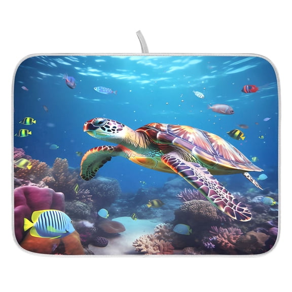 Ryvnso A Turtle Dish Drying Mat for Kitchen Countertop 16x18 Small Dish Pad Drainer Rack Dish Sink Mats