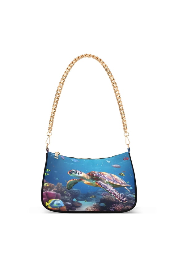 A Turtle Womens Chain Shoulder Bag Tote Handbags Clutch Hobo Purse with Zipper for Travel