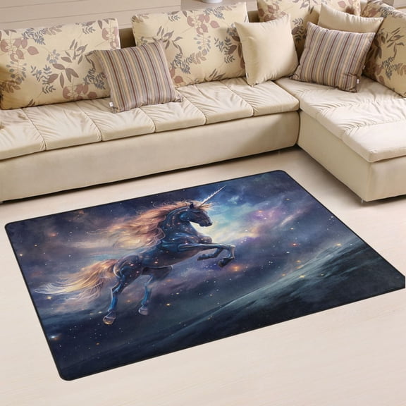 Ryvnso A Unicorn in Starry Sky Area Floor Mat Non-Slip Carpet Soft Rugs Doormats 31" x 20"