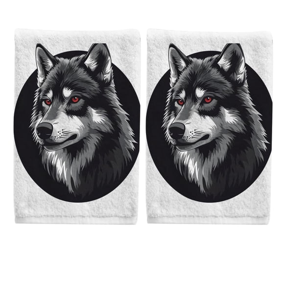 Ryvnso A Wolf Hand Towels Set for Bathroom Cotton Face Towel Decorative 15.5x29.5 inch