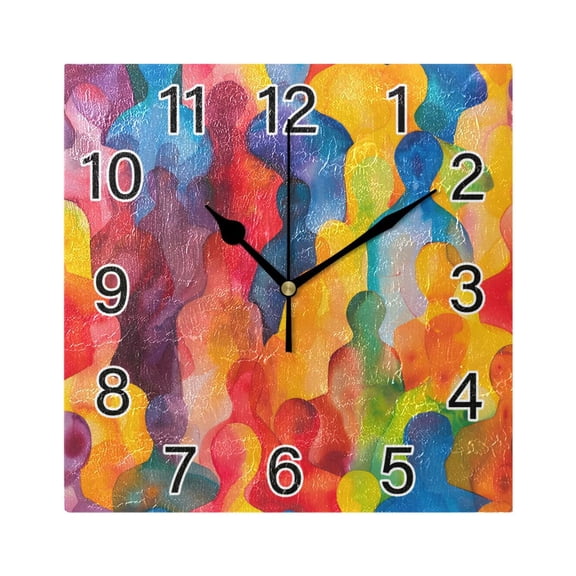 Ryvnso Abstract Art Watercolor Wall Clock Square Silent Non-Ticking Battery Operated 7.78"